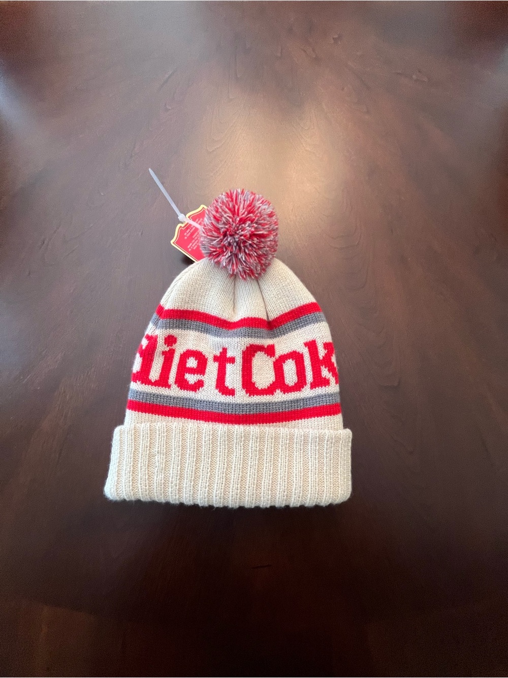 Cream and Red 'Diet Coke' Pom Beanie By American Needle Inc.